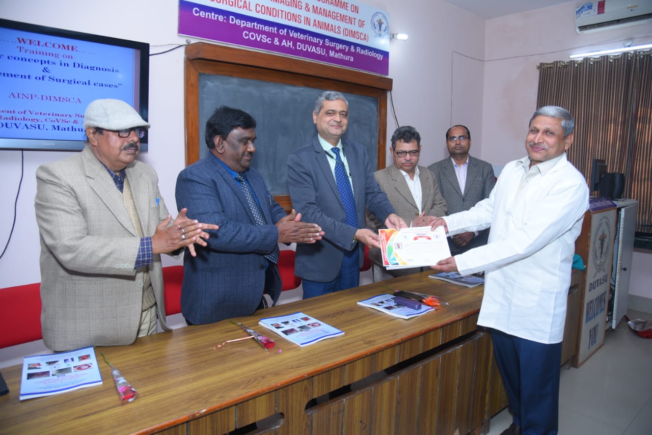 A six day training program on the topic “Newer Concepts in Diagnosis and Management of Surgical cases” organized by Department of Veterinary Surgery and Radiology, Co.V.Sc &A.H. under I.C.A.R. – (DIMSCA) Project