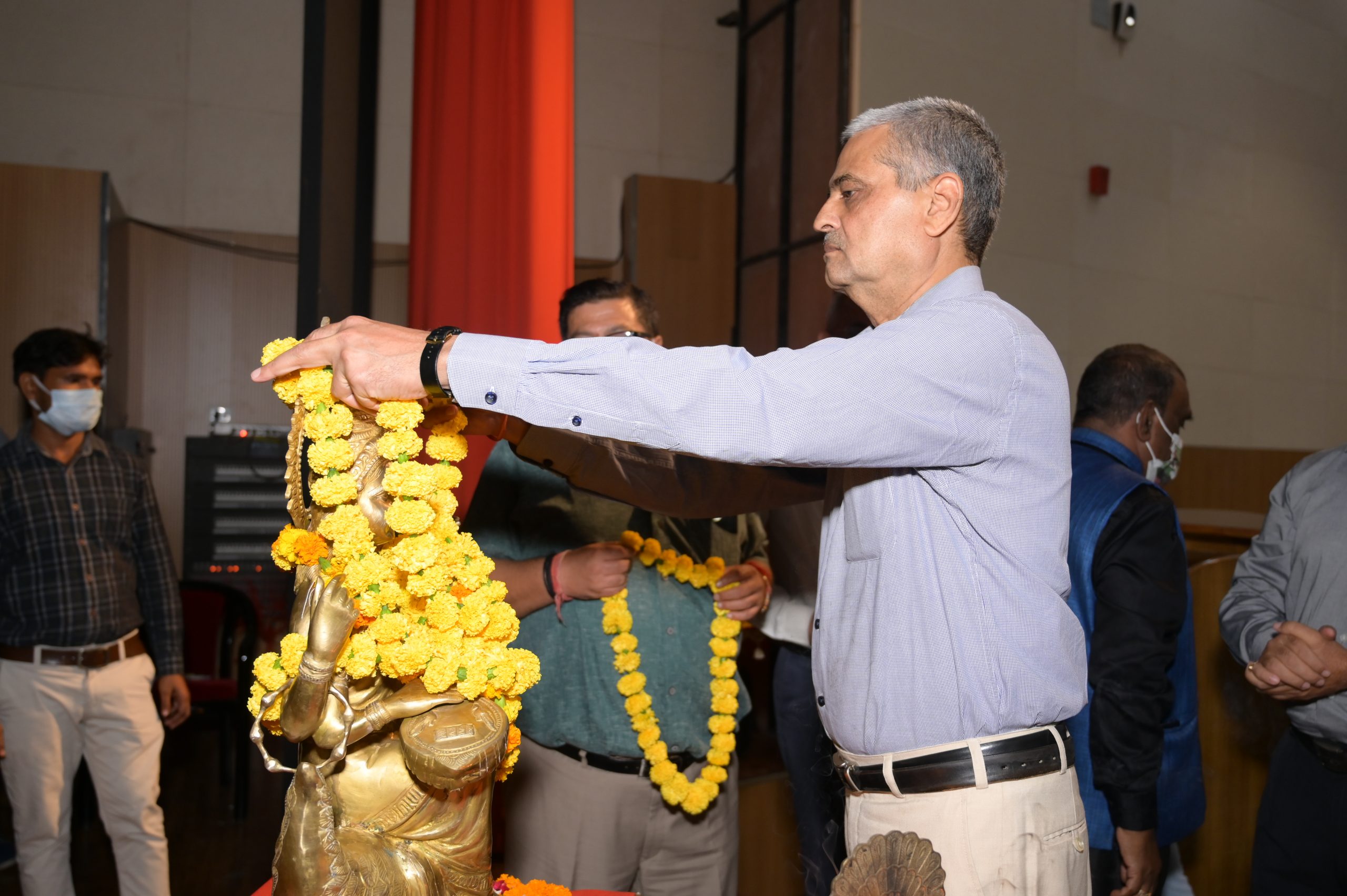 Garlanding of Maa Saraswati – Registrar Prof. P.K. Shukla 21st Foundation Day