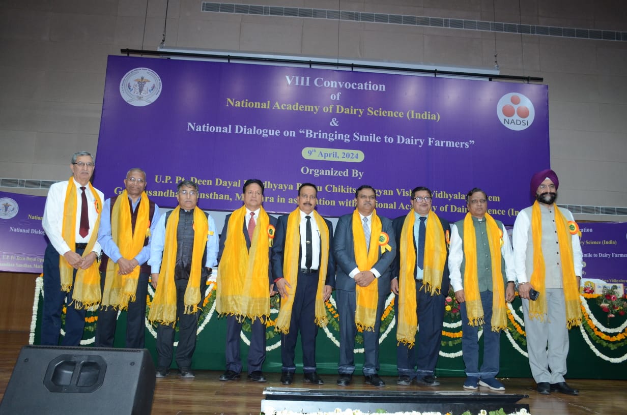 VIII Convocation of National Academy of Dairy Science (India) & National Dialogue on “Bringing Smile to Dairy Farmers” on Dated 09th April, 2024 Organized By DUVASU, Mathura